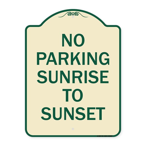 No Parking Sunrise to Sunset In Daylight Heavy-Gauge Aluminum Sign, 24" x 18", TG-1824-23657